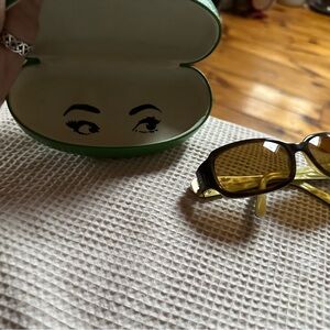 Kate Spade Yellow Sunglasses with Green Case